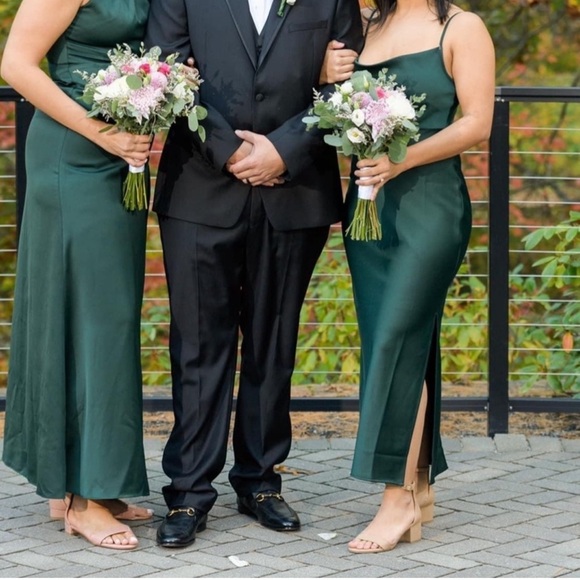 Anthropologie Sachin Babi Cali Satin Cowl Neck Slip Dress Emerald Green - Picture 5 of 11